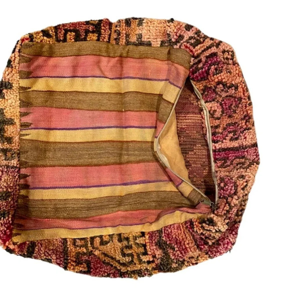 Vintage Moroccan Wool Pouf Floor Cushion Ottoman - Picture 2 of 4